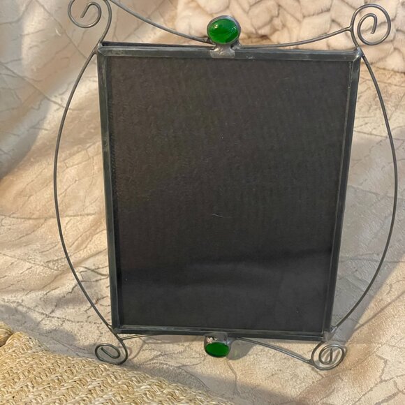 2 pc Diane Markin handmade metal picture frames with colored glass art deco - Picture 5 of 6